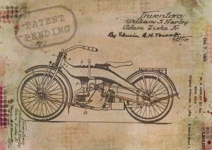 Patent drawing of a motorcycle